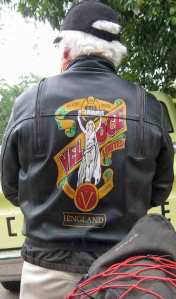 Gil's jacket with hand painted Velocette Logo