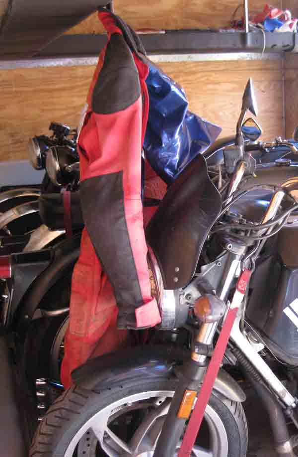 Here's my bike and riding suit loaded up in the trailer.