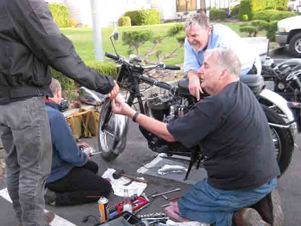 Jim does major repair in the parking lot