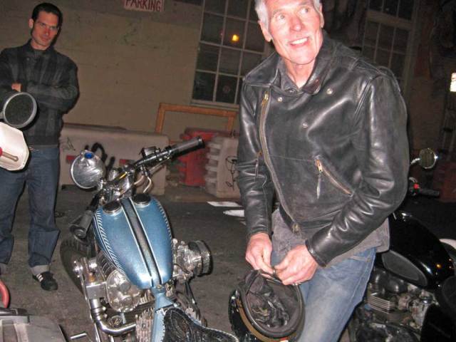 Interesting people and exotic bikes outside