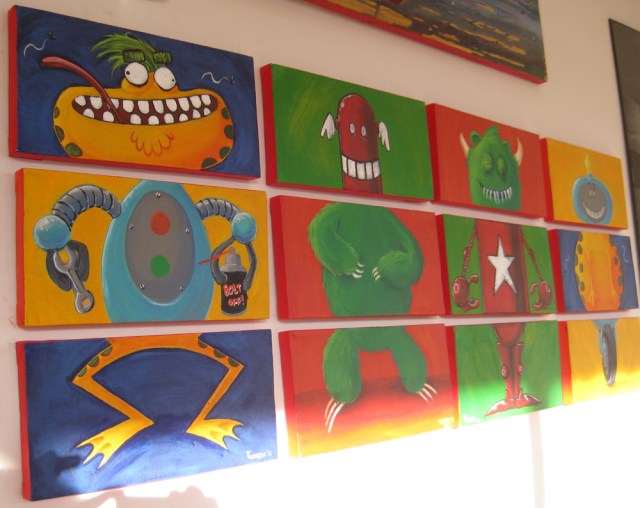 The artist, the other Jason, created these interchangeable blocks for his new baby boy