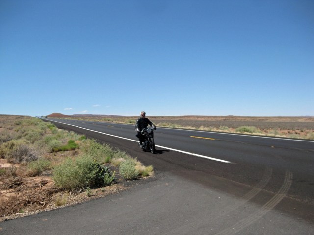 Pete-rides-down-to-find-out-if-we-have-any-oil Pete rides down to find out if we have any oil.