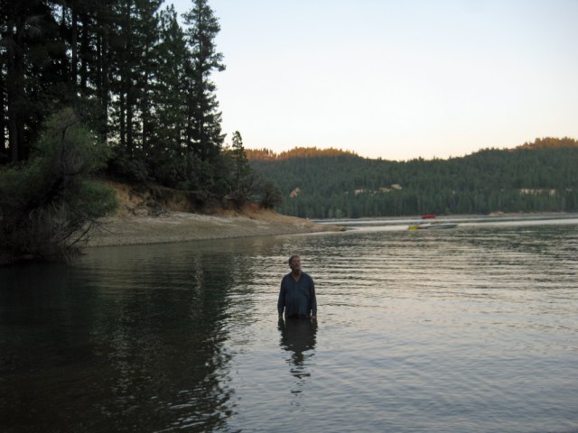 Jeff S. walked into the lake at the campsite just before dark