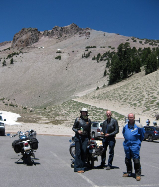 Amy, Jeff W. and Fred Mork at the parking lot at the base of the trail to the top. We didn't go up on either feet or wheels!