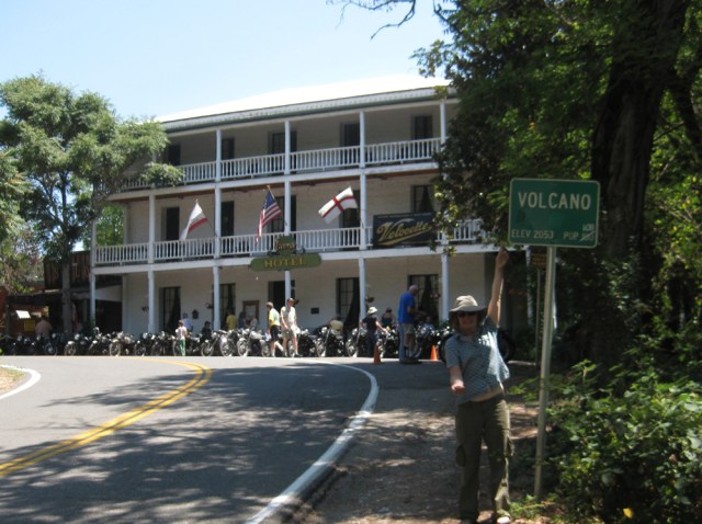 Volcano, St George Hotel and me offering blackberries.